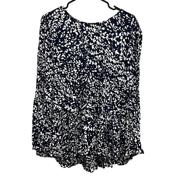 Time and Tru Navy Blue Ikat Babydoll Blouse Large - Picture 1 of 4